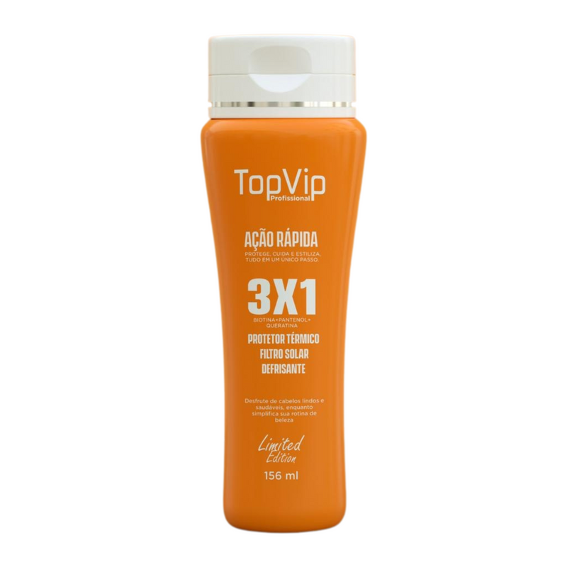 Top Vip Cosmetics 3 em 1 Protetor Térmico, Bloqueador Solar, Defrizzante/5 oz