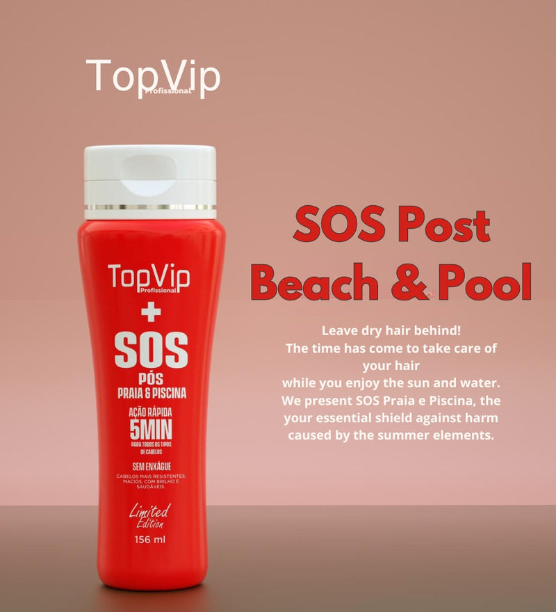 Top Vip Cosmetics SOS Cuidado del cabello después de la playa/piscina/Sin enjuague/5 min Acción rápida/5oz