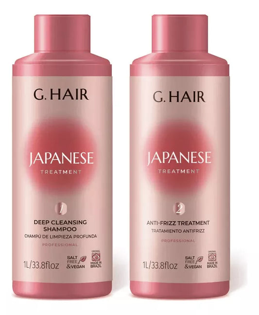 G.Hair Tratamiento Japonés Cepillo Progresivo 2x1Litro/Bloqueo Brasileño