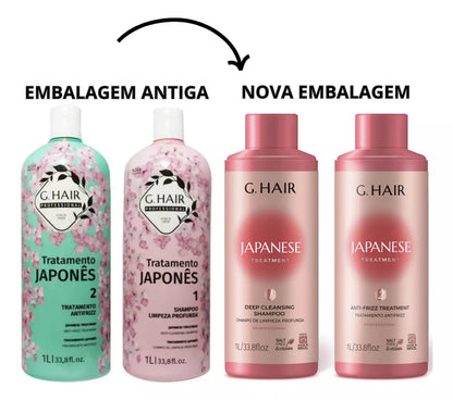 G.Hair Tratamiento Japonés Cepillo Progresivo 2x1Litro/Bloqueo Brasileño
