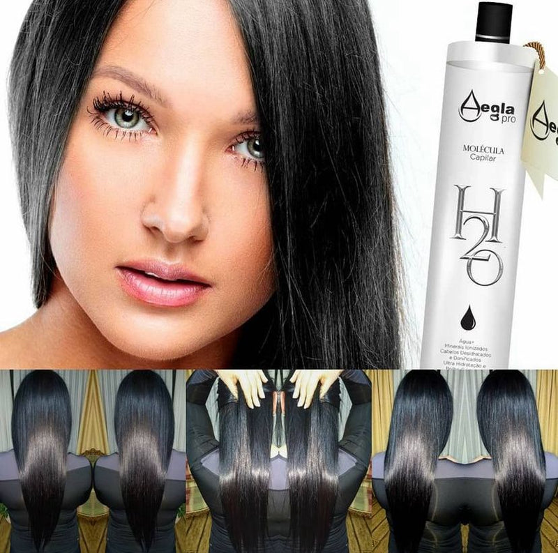 Aegla Pro H2O No Smoke Progressive Brush Treatment showing hair smoothness and alignment effect