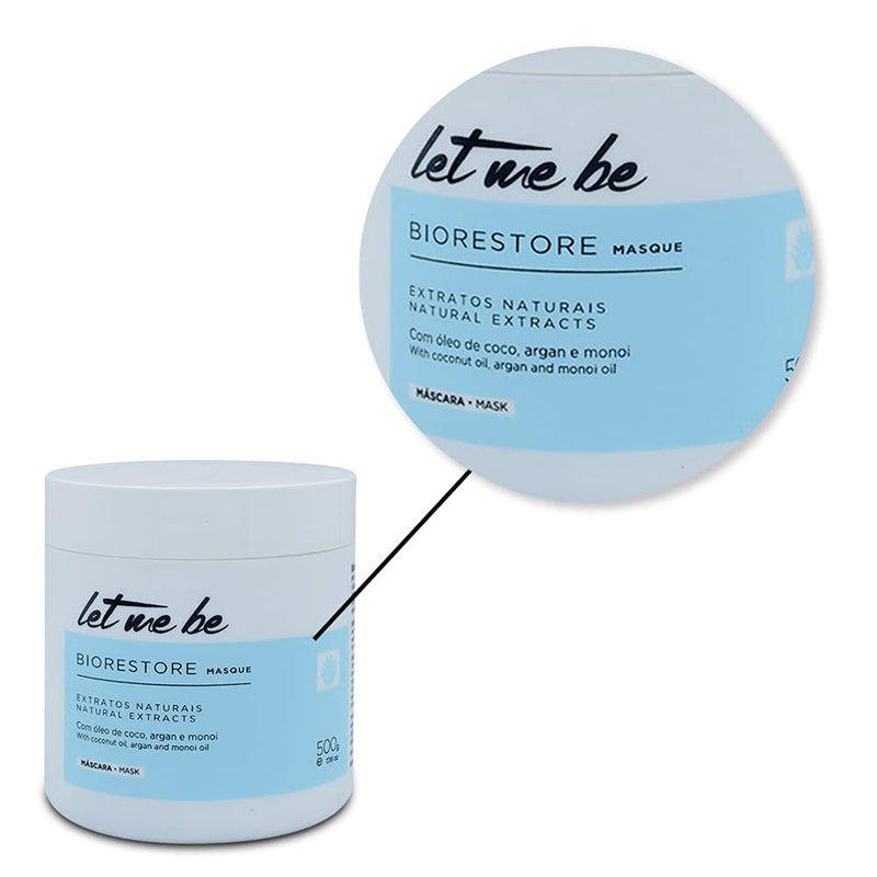 Let Me Be Mask Biorestore Extractos Naturales Mandioca Tratamiento Instantáneo Cuidado del Cabello 500g/17.6 oz/Cuidado en el Hogar