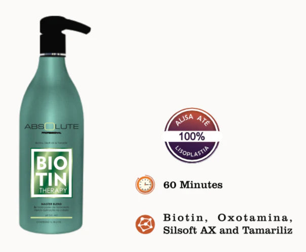 Professional hair treatment with biotin, designed for shine and volume reduction