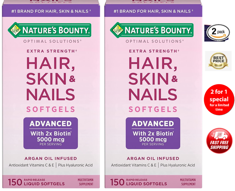 NATURE'S BOUNTY HAIR, SKIN & NAILS ADVANCED - 150 SOFTGELS - EXP 01/25