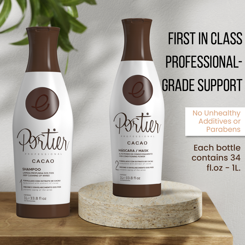 Portier Cacao Moisturizing Treatment with anti-frizz resinous oils for smooth, silky hair