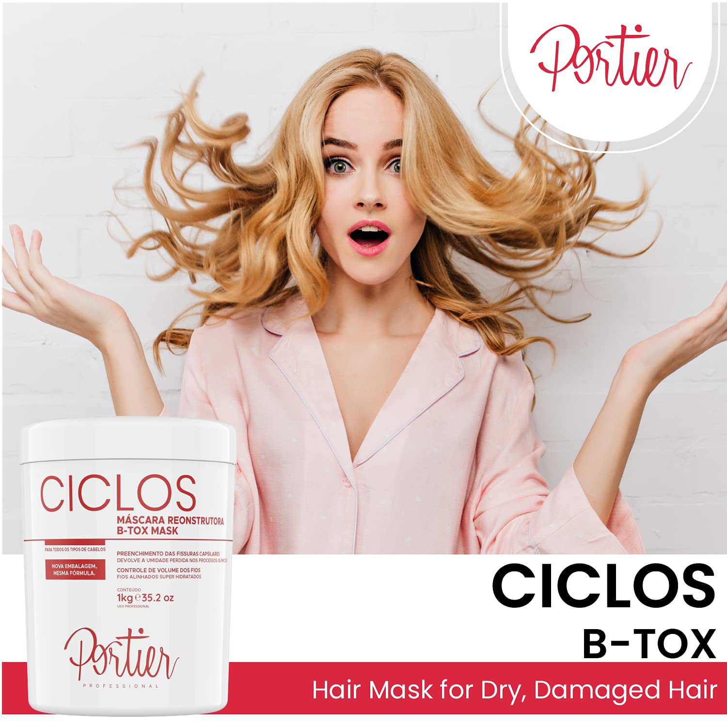 Back view of Portier Ciclos Btox Mask, displaying usage instructions and ingredients