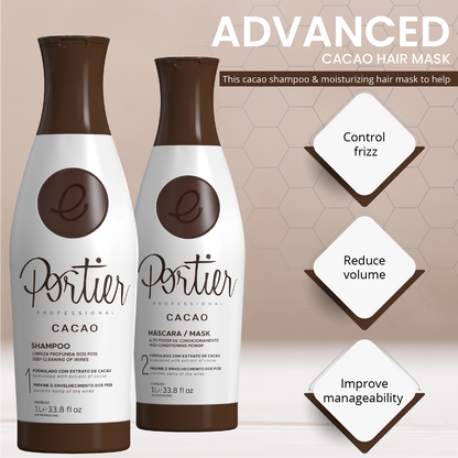 Portier Cacao Pincel Progresivo Suave y Luminoso 1000ml - Portier | Tratamiento de Queratina Brasileña | Cepillo progresivo | Sistema Alisador Alisado 