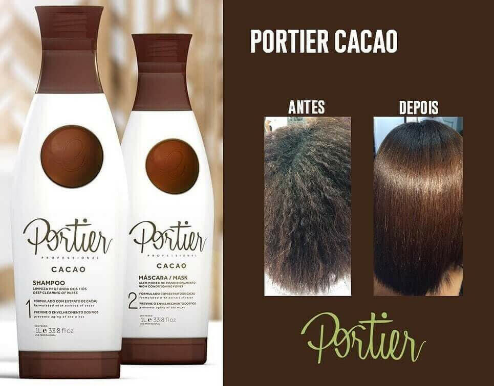Portier Cacao Pincel Progresivo Suave y Luminoso 1000ml - Portier | Tratamiento de Queratina Brasileña | Cepillo progresivo | Sistema Alisador Alisado 