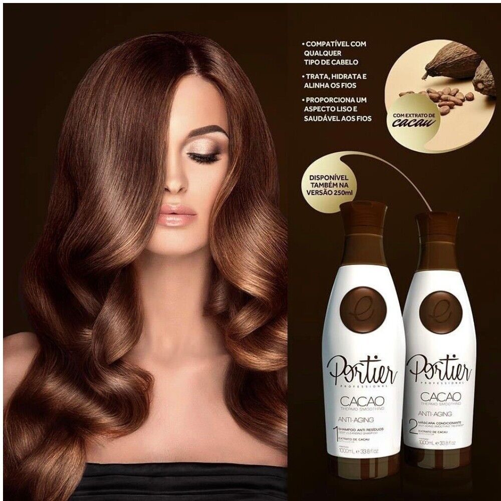 Portier Cacao Pincel Progresivo Suave y Luminoso 1000ml - Portier | Tratamiento de Queratina Brasileña | Cepillo progresivo | Sistema Alisador Alisado 
