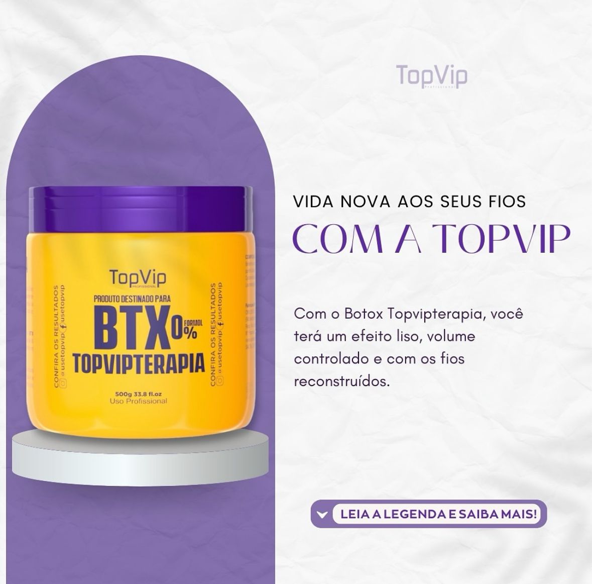 Top Vip B-tox Hair Volume Reducer with Amino Acids and Anti-Frizz Action