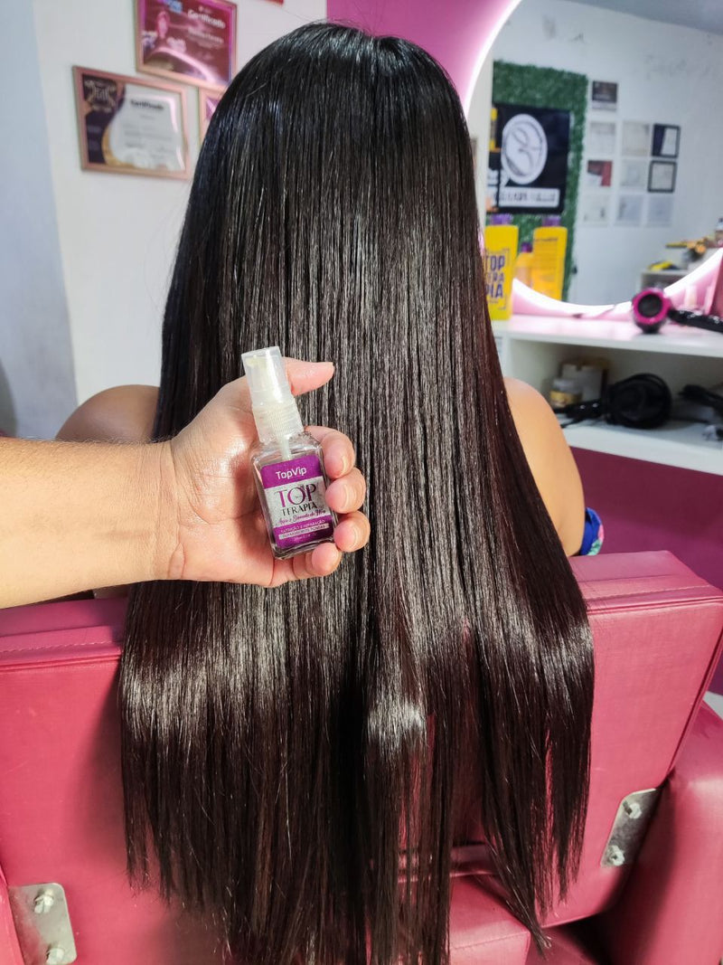 Top Vip Repair Oil application on hair for split-end sealing and frizz control