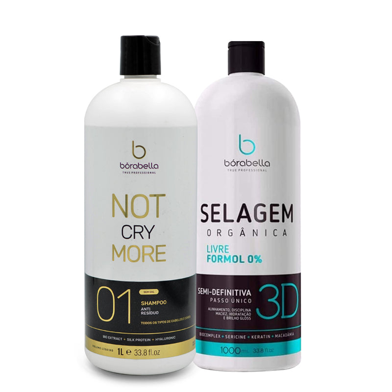 Kit Borabella Organic 3D Sealing + Shampoo Anti Resíduos Tratamento Profissional 2x1L/2x33.8 fl.oz - Borabella | Brazilian Keratin Treatment