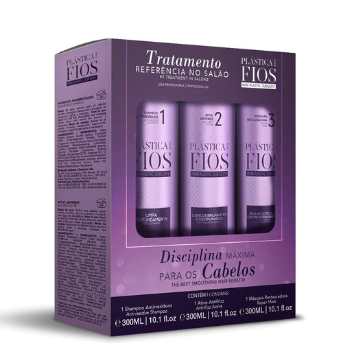 Cadiveu Plastica dos Fios Keratin Treatment Box Kit - 3-Step Brazilian Keratin Treatment for Frizz-Free Hair