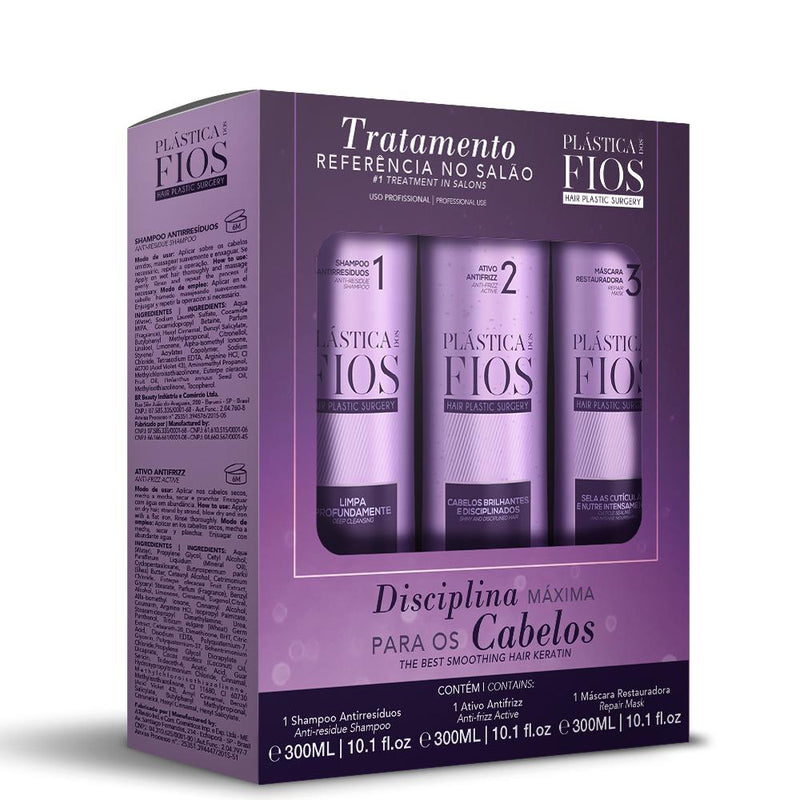 Cadiveu Plastica dos Fios Keratin Treatment Box Kit - 3-Step Brazilian Keratin Treatment for Frizz-Free Hair