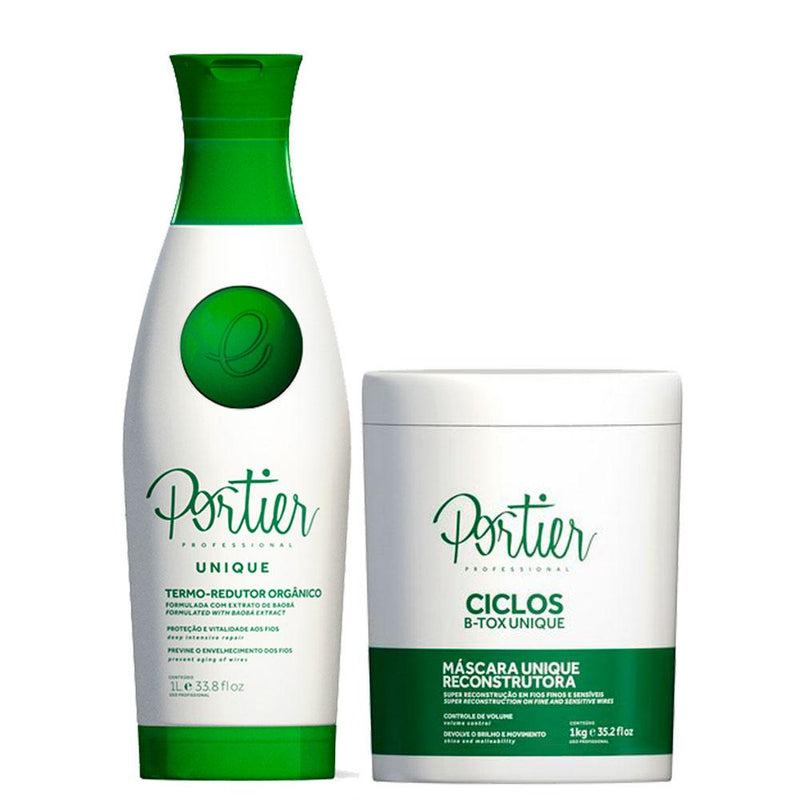 Progressive Portier Kit + Btox Unique Cycles Mask - Portier | Brazilian Keratin Treatment | Progressive Brush | Straightening Smoothing System