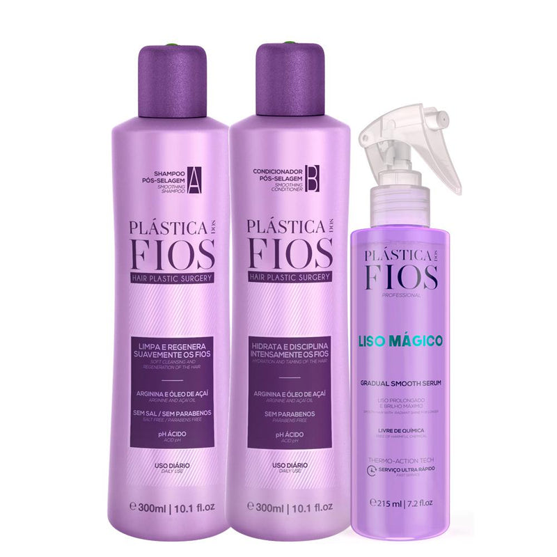 Plastica dos Fios Post-Sealing Kit Exclusive Treatment - Cadiveu | Brazilian Keratin Treatment | Progressive Brush | Straightening Smoothing System