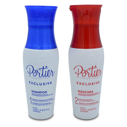 Portier Exclusive Progressive Brush 2x250ml - Brazilian Keratin Treatment for smooth and frizz-free hair