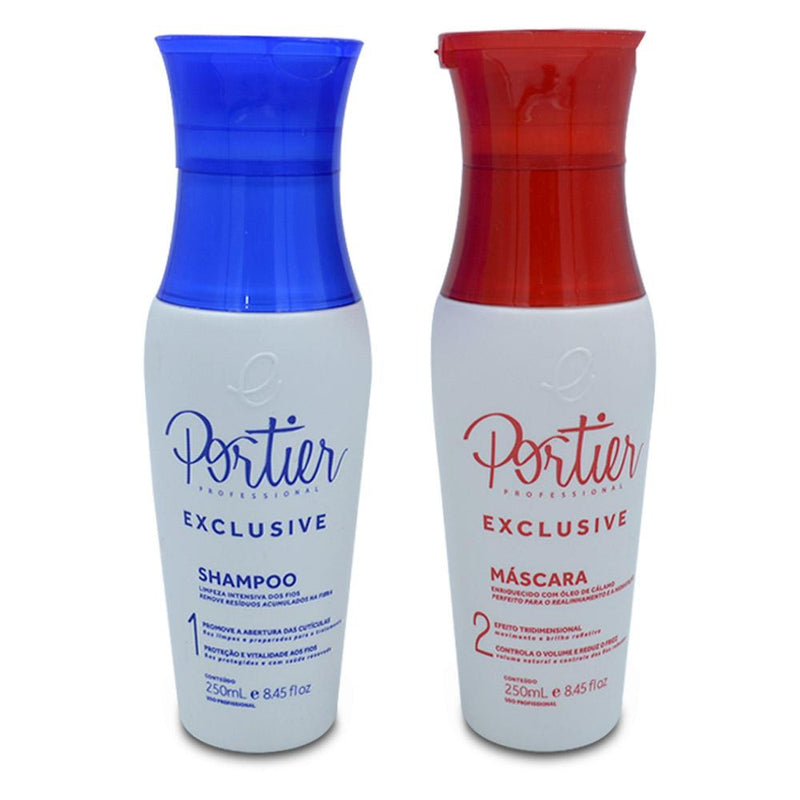 Portier Exclusive Progressive Brush 2x250ml - Brazilian Keratin Treatment for smooth and frizz-free hair